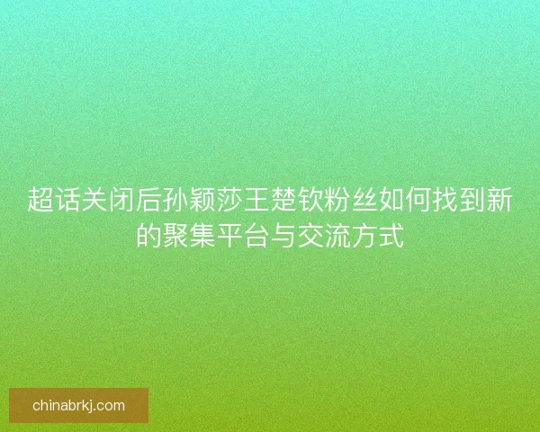 超话关闭后孙颖莎王楚钦粉丝如何找到新的聚集平台与交流方式 超话关闭后孙颖莎王楚钦粉丝如何找到新的聚集平台与交流方式