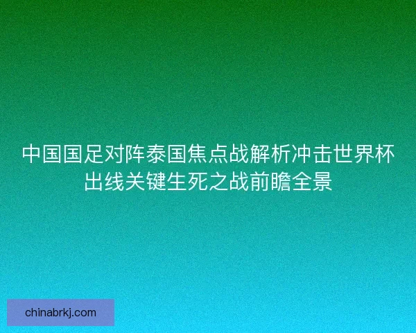 中国国足对阵泰国焦点战解析冲击世界杯出线关键生死之战前瞻全景
