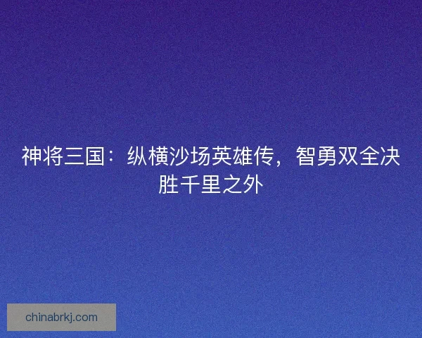 神将三国：纵横沙场英雄传，智勇双全决胜千里之外