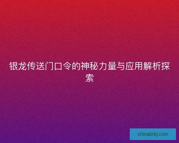 银龙传送门口令的神秘力量与应用解析探索