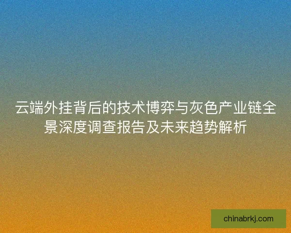 云端外挂背后的技术博弈与灰色产业链全景深度调查报告及未来趋势解析