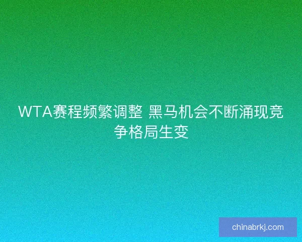 WTA赛程频繁调整 黑马机会不断涌现竞争格局生变