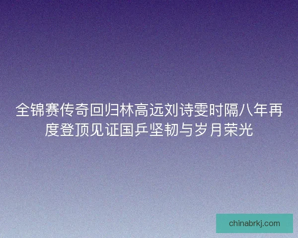 全锦赛传奇回归林高远刘诗雯时隔八年再度登顶见证国乒坚韧与岁月荣光