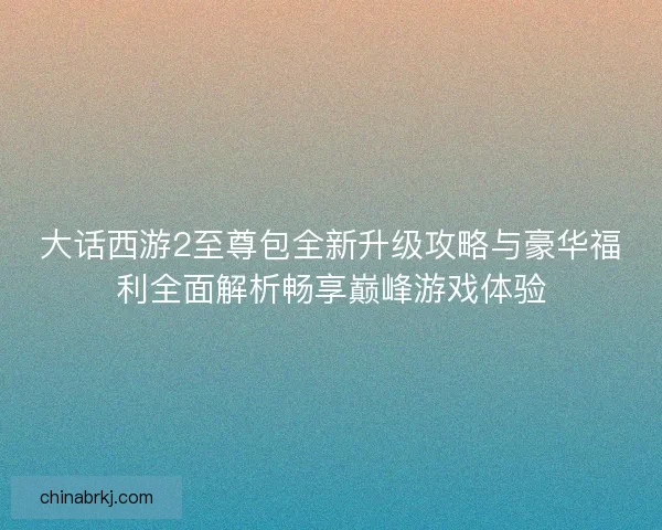 大话西游2至尊包全新升级攻略与豪华福利全面解析畅享巅峰游戏体验
