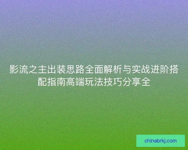 影流之主出装思路全面解析与实战进阶搭配指南高端玩法技巧分享全